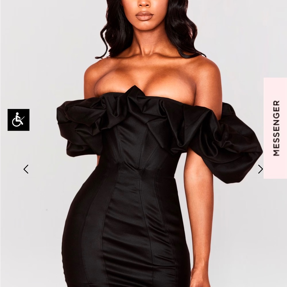 HOUSE OF CB SELENA
BLACK SATIN PUFF SHOULDER DRESS
XS